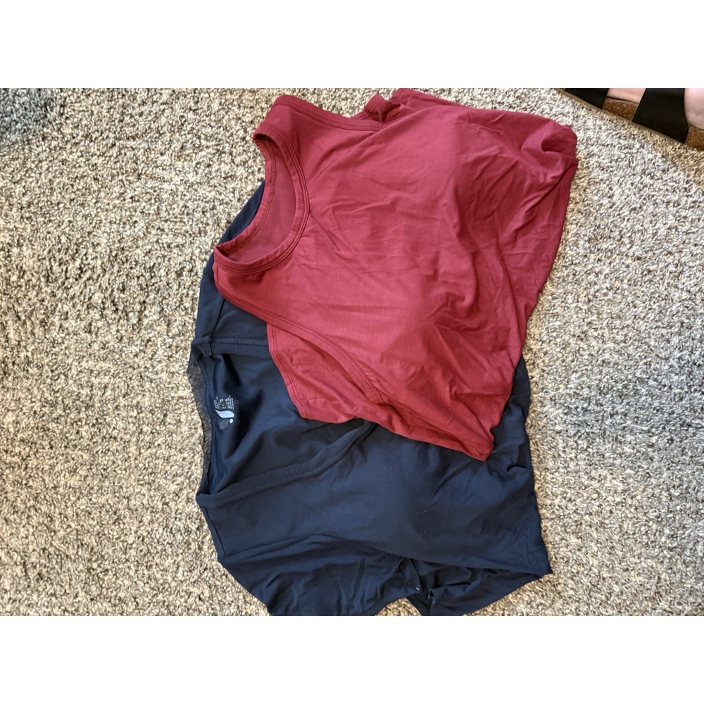 LOT (2) Shebird Scoop Neck Short Sleeve Top & Tank Top Built-in Bra Modal Size 3